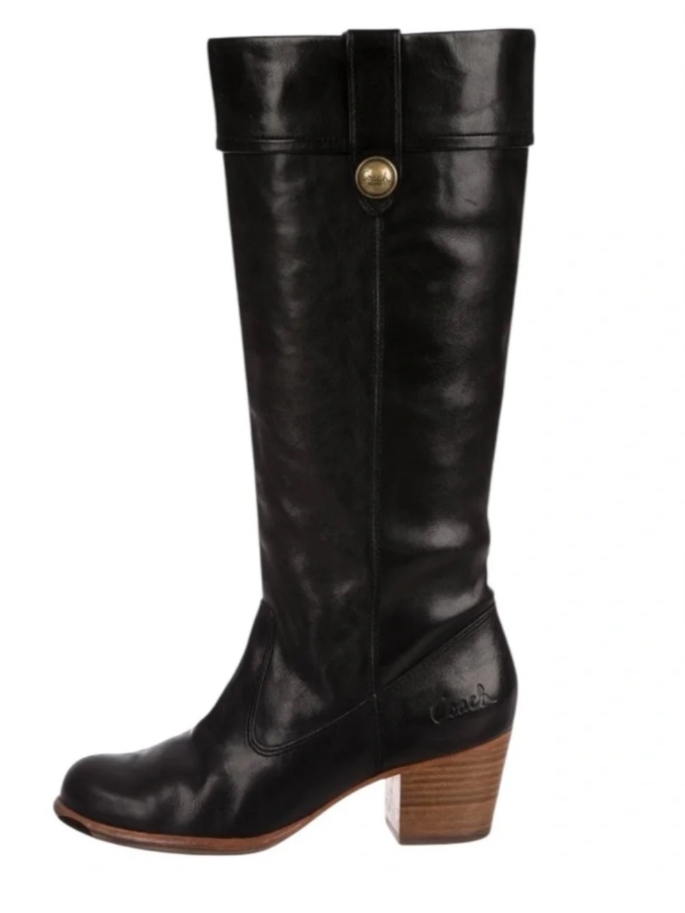 Coach Fayth Black Leather Boots Size 9
